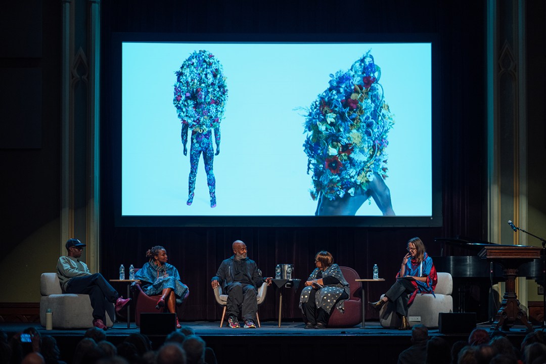 Photo of five people seated on stage for the 2025 Buffalo Humanities Festival